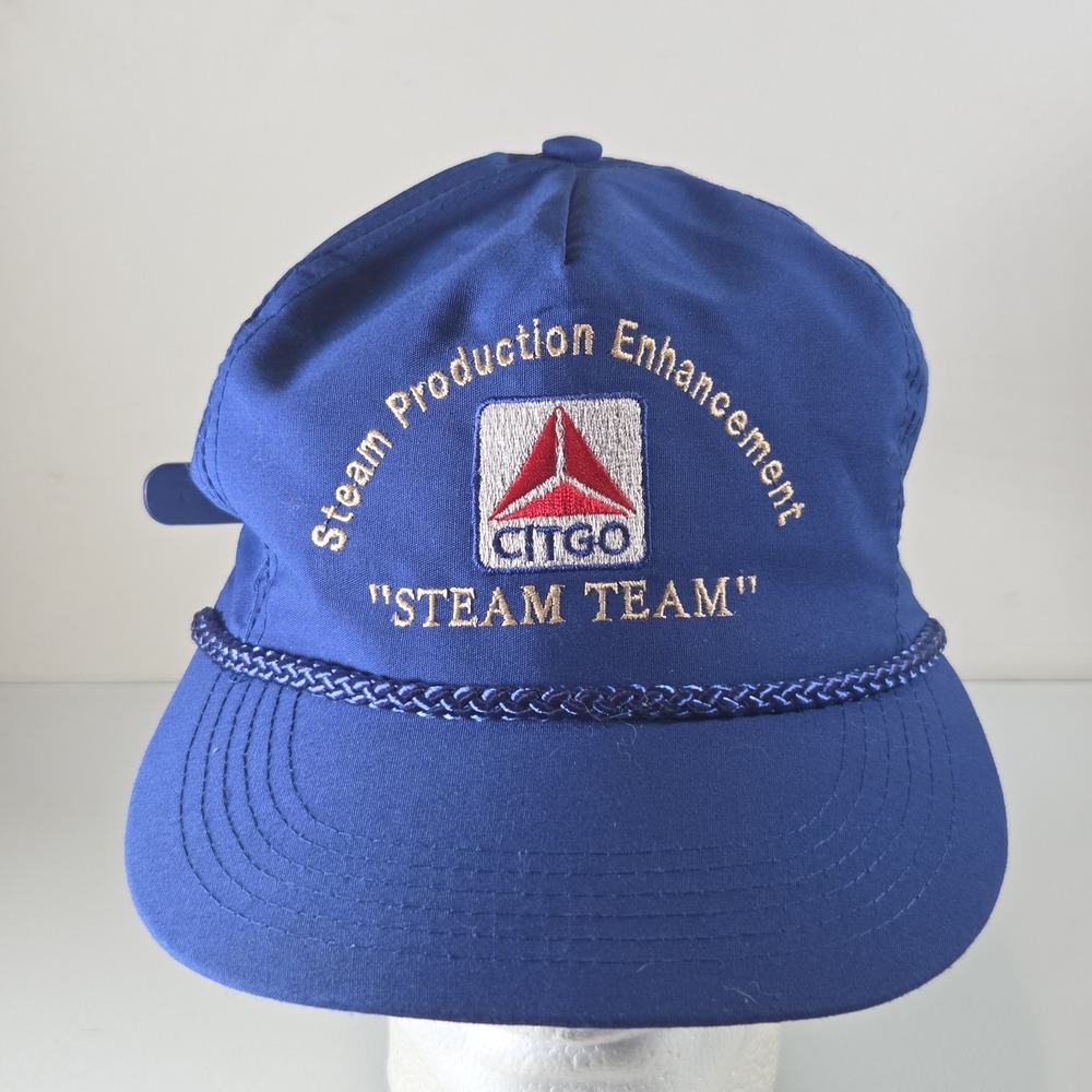 Vintage Citgo Gas Oil Steam Team Production Enhancement Blue Rope Strapback Hat